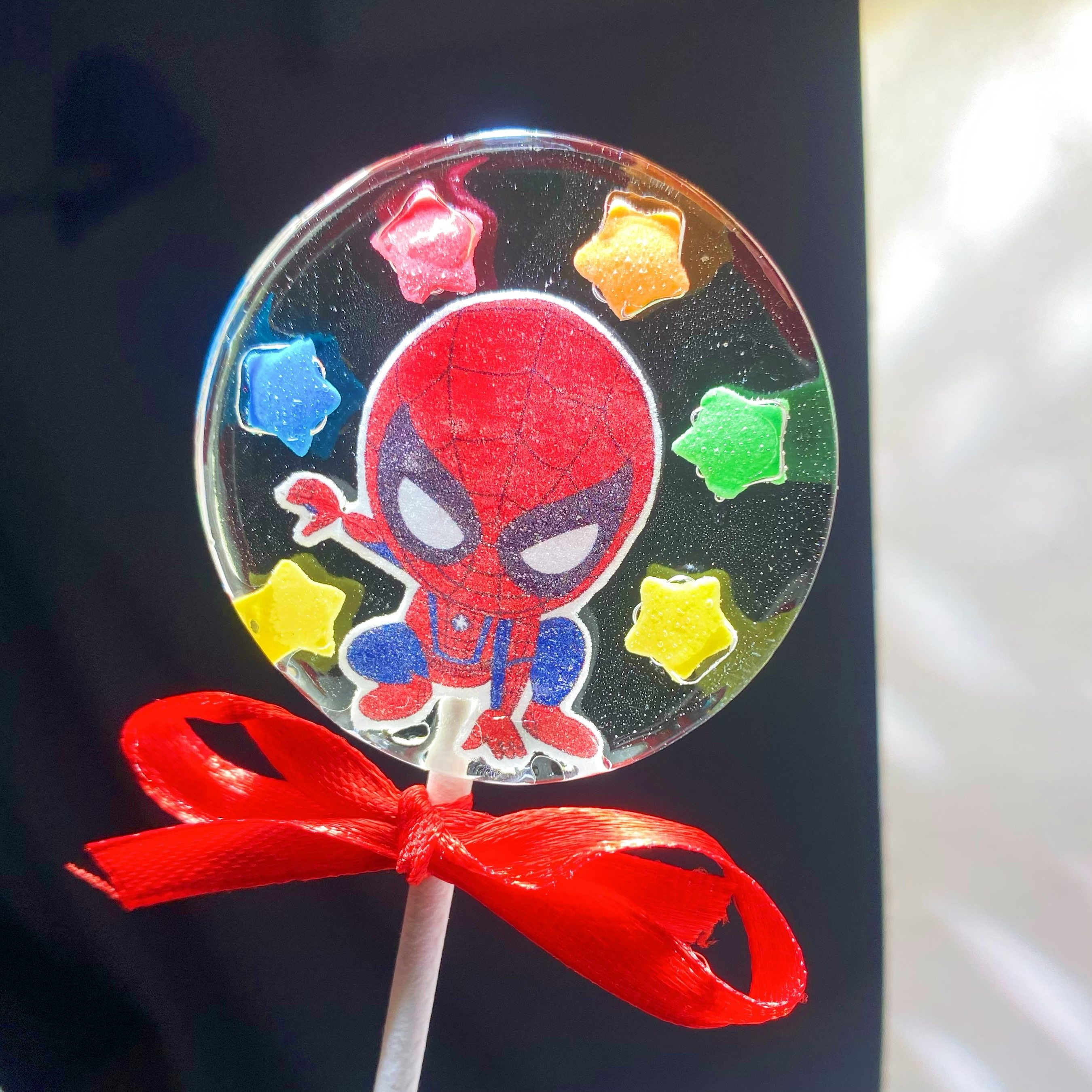 蜘蛛侠棒棒糖糖果手工波板糖无糖61六一儿童节零食定制生日礼物