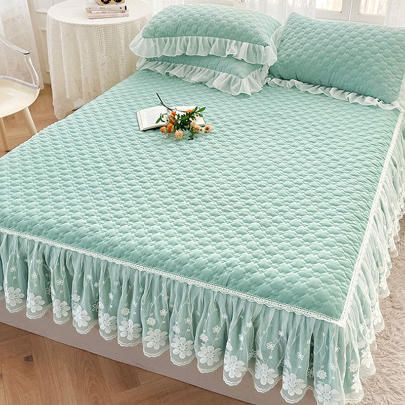 A类床裙三件套云锦棉蕾丝花边夹棉短床裙单件加厚可机洗防滑床单,床上用品,床裙,淘宝优惠券,粉丝福利购,淘宝优惠卷