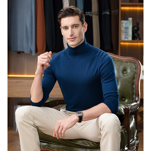 100%澳洲美丽诺薄款高领羊毛衫