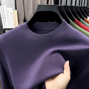 男圆领薄毛衣 16针可机洗高密不起球羊毛衫 270克 精纺80支羊毛