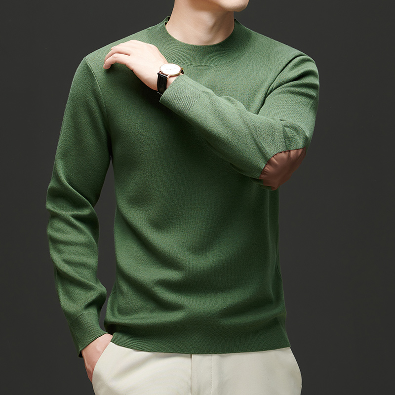 【500克四平加厚】可机洗16针精纺丝羊绒衫男半高领羊毛衫厚毛衣