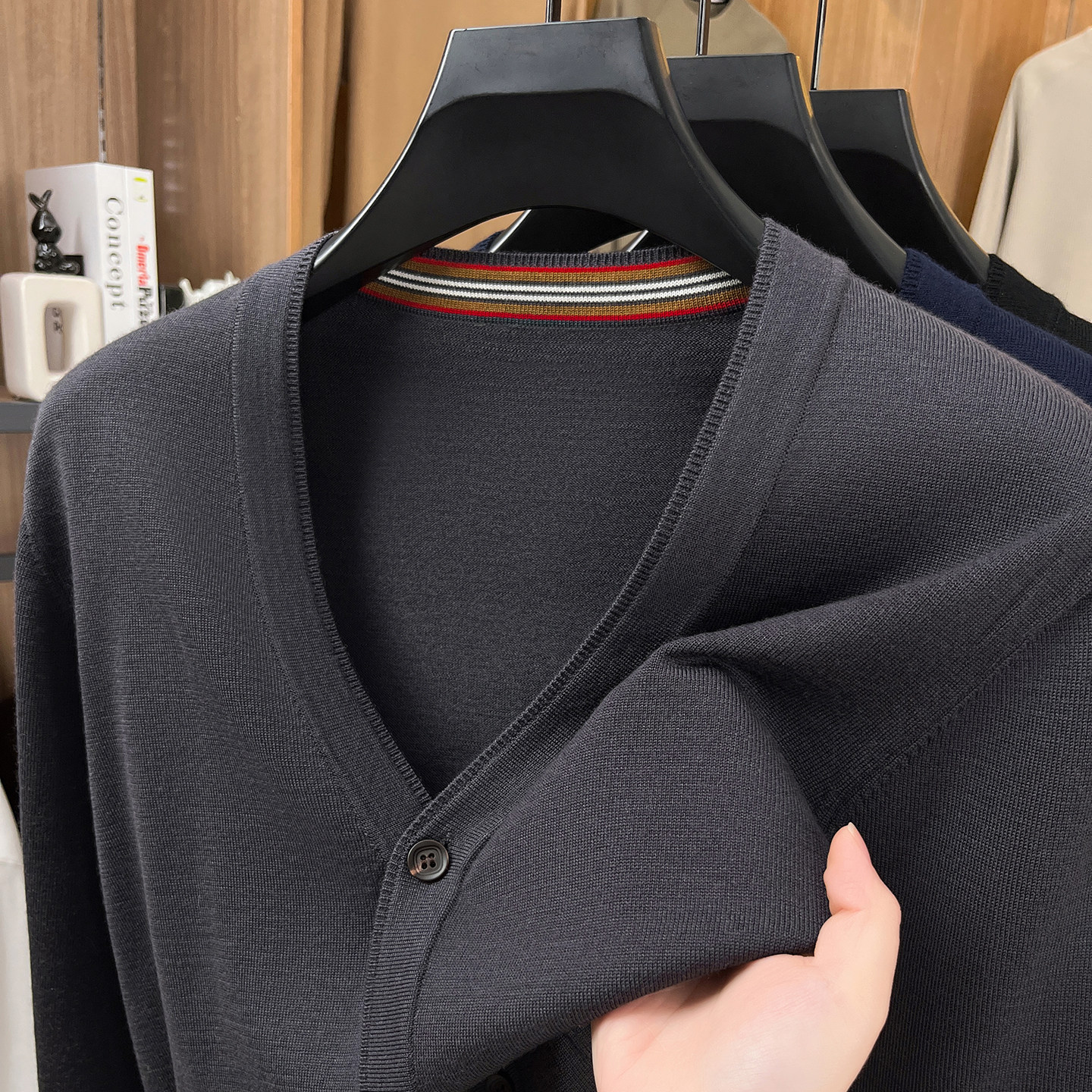 【100%美丽诺羊毛】100支高密精纺羊毛衫开衫外套口袋男外穿毛衣,男装,针织衫/毛衣,淘宝优惠券,粉丝福利购,淘宝优惠卷