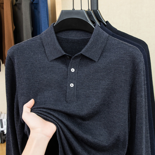 羊毛 男翻领羊绒衫 山羊绒 可机洗精纺羊毛衫 毛衣 桑蚕丝 350克