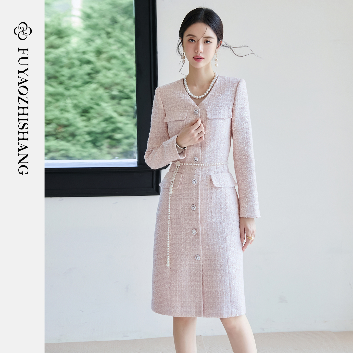 FUYAO扶摇复古小香风连衣裙