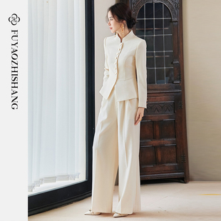 新中式 FUYAO扶摇 女2025新款 套装 单排扣老钱西服外套 复古国风西装