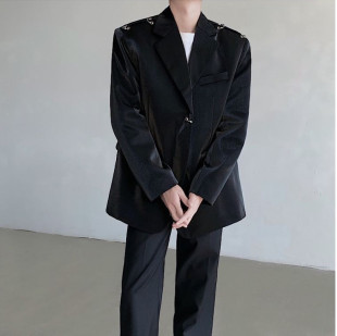 【精品】清完关店◆2026春秋青少年高级感金属感铆钉装饰廓形西服