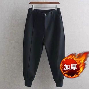 包邮 满68 2025秋冬青少年港风潮流加厚呢子小脚休闲裤 精品