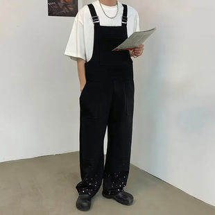 包邮 2025春夏男女款 美式 泼漆工装 满68 复古时尚 背带裤 精品