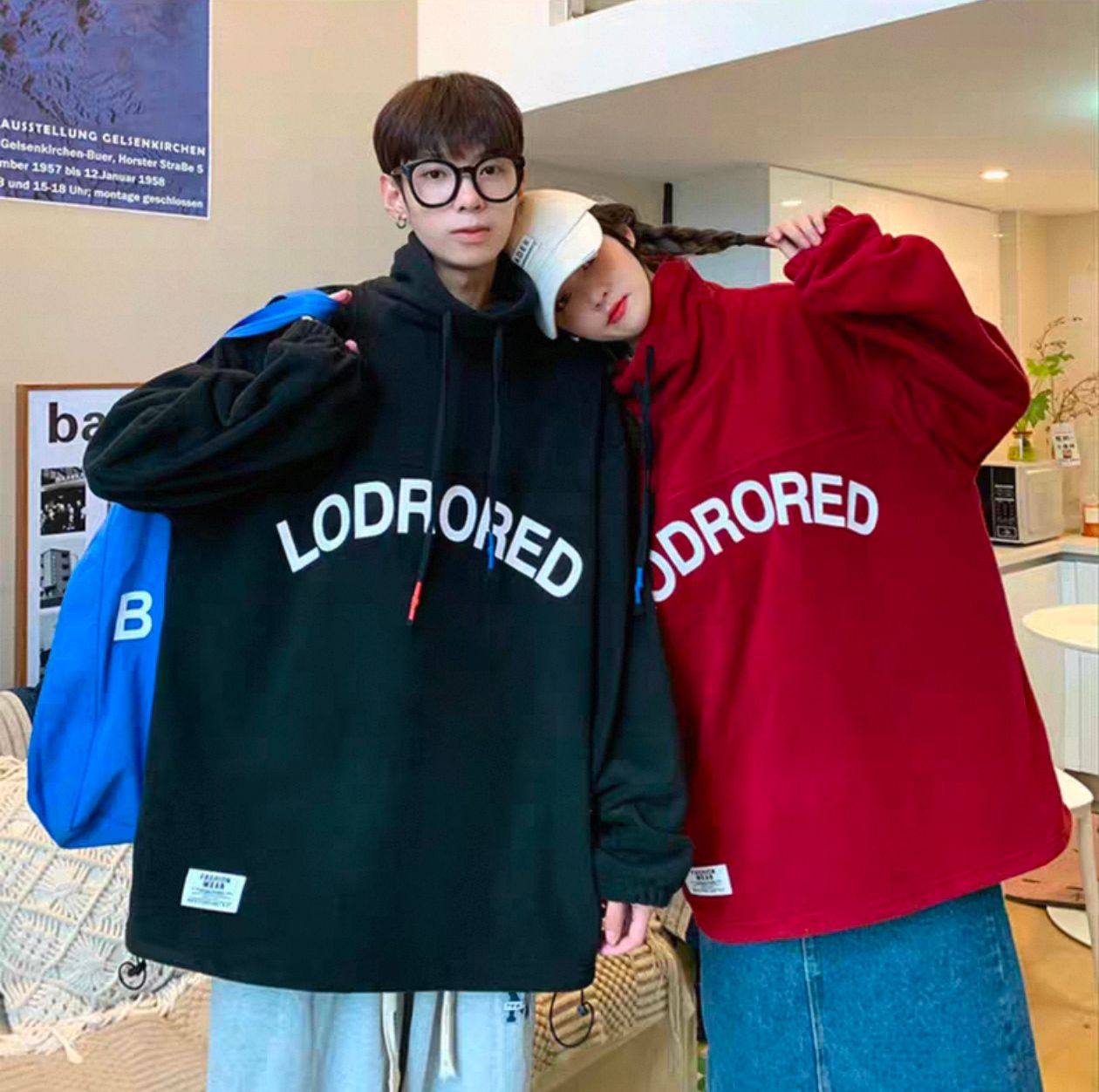 【精品】满68包邮◆2026冬季情侣款港风潮流套头抽绳摇粒绒卫衣,男装,卫衣,淘宝优惠券,粉丝福利购,淘宝优惠卷