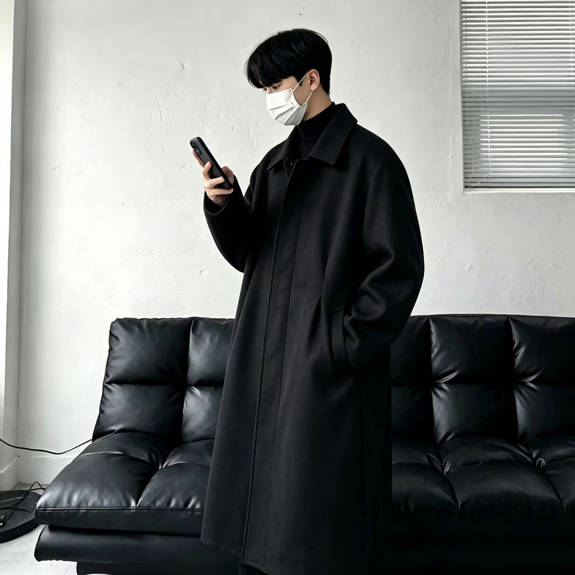 【精品】满68包邮◆2026秋冬青少年韩式潮流拉链呢料中长款大衣