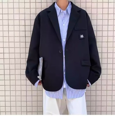 【精品】满68包邮◆2025春秋男女款港风潮流魔术贴时尚百搭西服