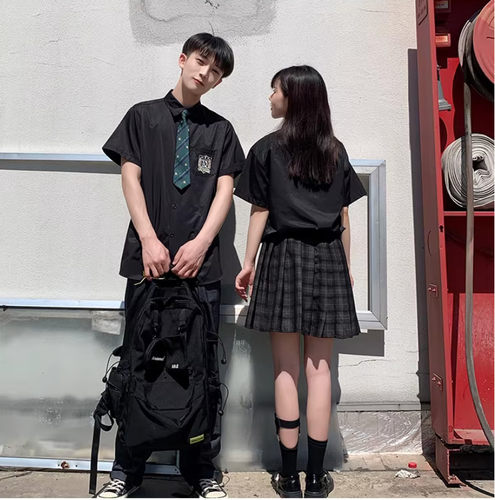 【精品清仓】满68包邮◆2026夏季情侣装制服班服刺绣学院短袖衬衫