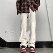 精品 潮流时尚 满68 2026春秋青少年美式 纽扣微喇叭牛仔裤 包邮