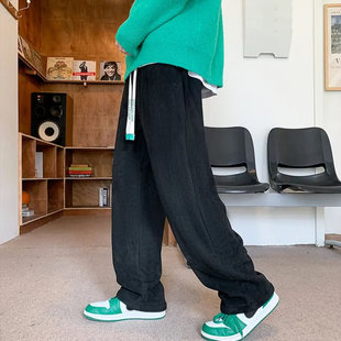 包邮 满68 2025冬季 男款 潮流仿麂皮绒加羊羔绒休闲裤 美式 精品