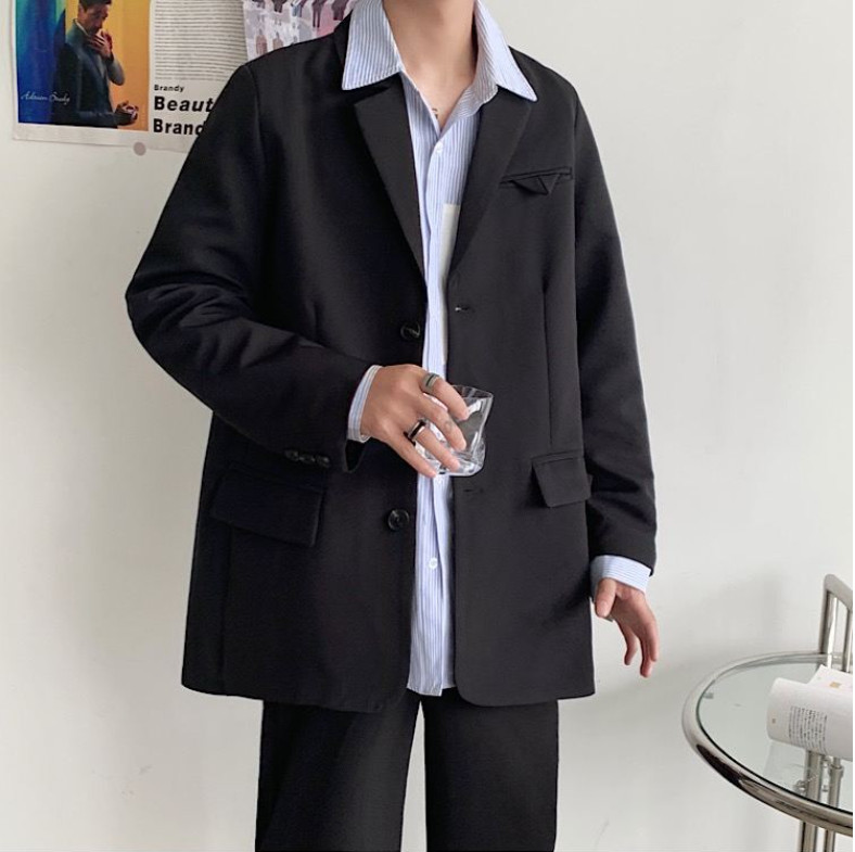 【精品】满68包邮◆2025春秋青少年港风潮流气质痞帅宽松休闲西服