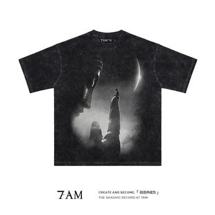 7AM 创造并成为心灵感悟生命生命意义水洗做旧纯棉宽松短袖