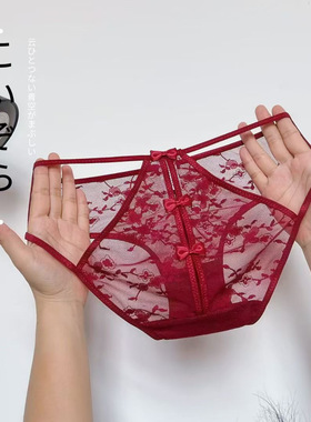 网纱飘花女士柳丁性感蕾丝刺绣丁字裤女蝴蝶结镂空透气无痕T裤新