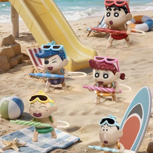新品miniso名创优品蜡笔小新夏日黑皮系列滋滋一夏水枪挂件盲盒女