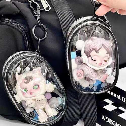 10cm15cm20cm娃外出遛娃包pvc透明包棉花娃娃展示收纳包防尘挂包