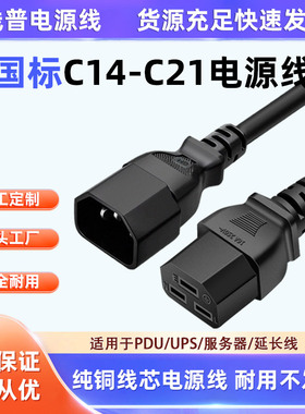国标C14-C21电源线 适用于UPS电源1.5米 1.5mm²耐磨损耐高温铜芯