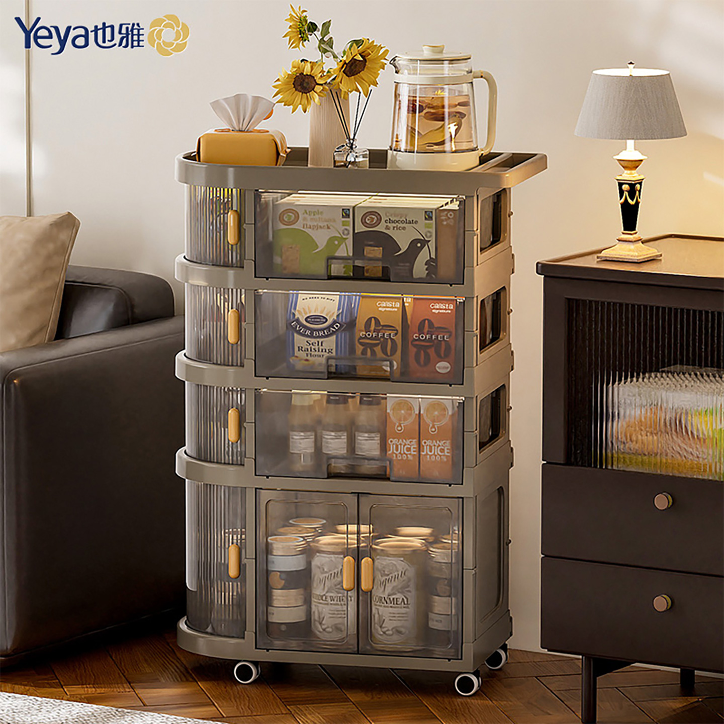 可移动小推车客厅沙发零食置物架