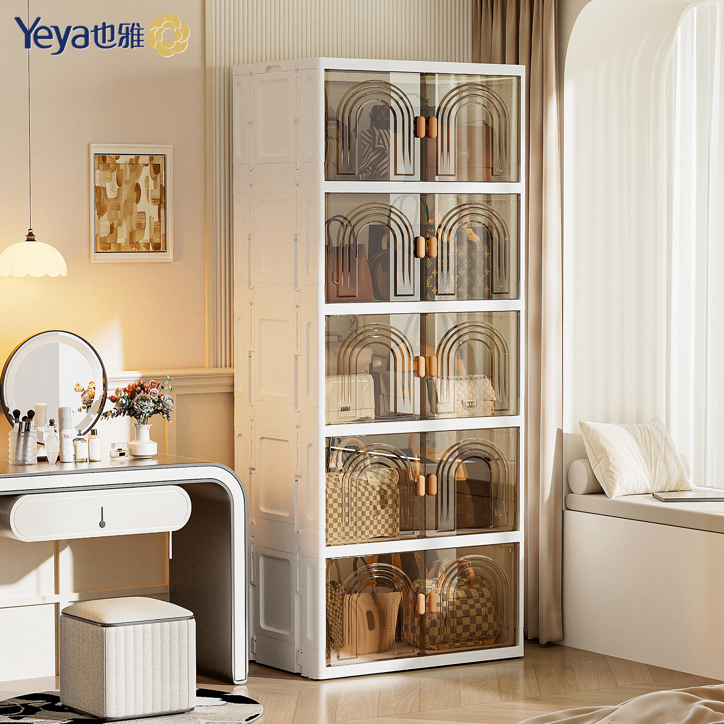 也雅包包收纳柜家用防尘透明展示架装放包包的置物架子收纳免安装