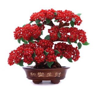 天然水晶招财树红玉髓店铺客厅摇钱装 饰礼品开业乔迁结婚家居摆件