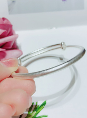 纯银999推拉古法足银手镯 长辈首饰银饰 饰品厂家直销