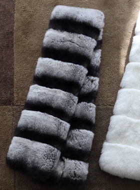 Earthtone“龙猫”双面獭兔毛!加厚真毛围巾皮草青紫蓝保暖围脖