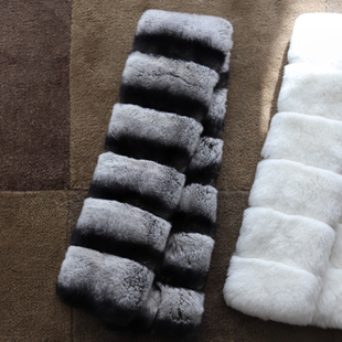 Earthtone“龙猫”双面獭兔毛!加厚真毛围巾皮草青紫蓝保暖围脖