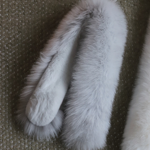 Earthtone“广岛”双面~100芬兰进口狐狸毛!真毛毛獭兔毛围巾围脖