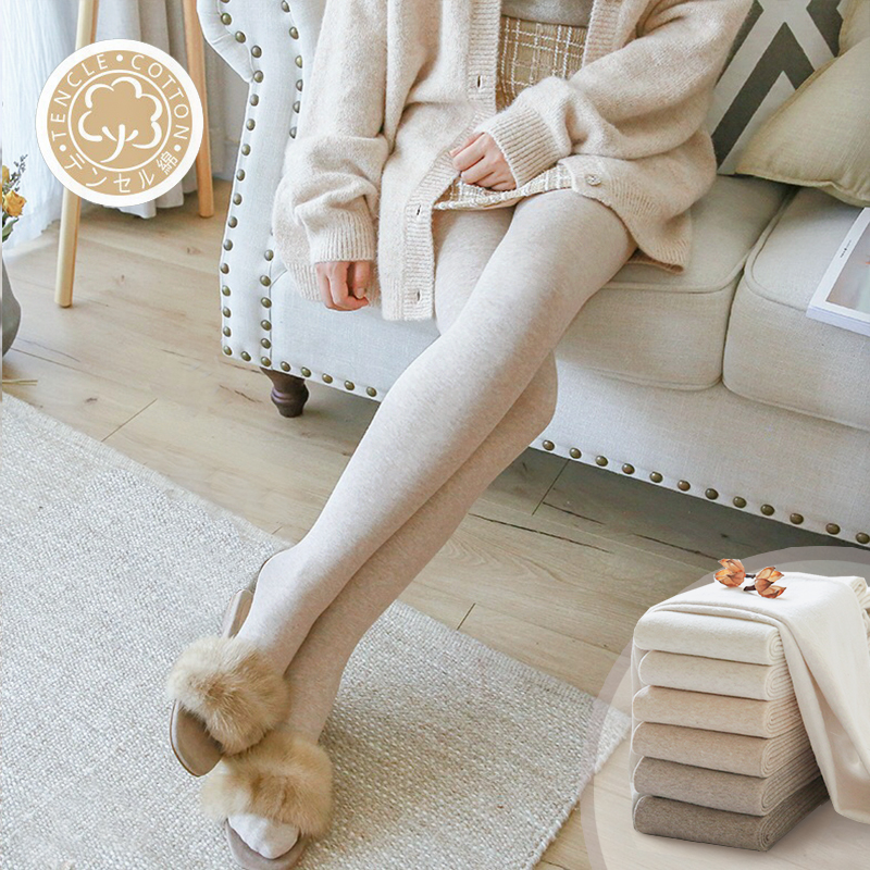 春秋冬晚晚风燕麦咖色连裤袜加绒