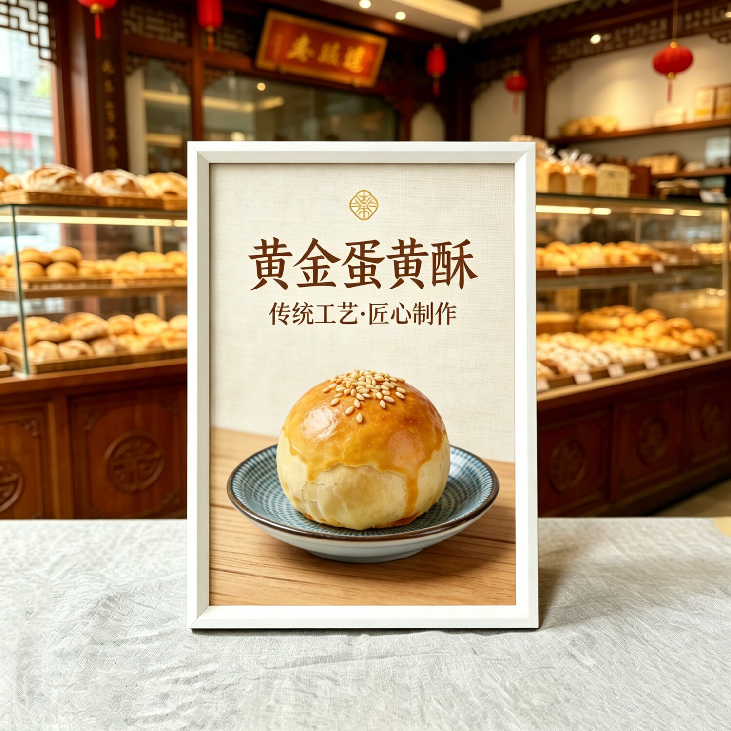 蛋黄酥带框装饰画烘焙店面包房墙面挂画糕点店铺宣传海报画甜品店