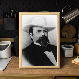 JACK DANIELS黑白复古小众杰克丹尼创始人肖像画带框装饰画威士忌