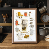 个性 饰画奶茶店手冲咖啡厅挂画中原猫屎背景 简约越南滴漏咖啡装