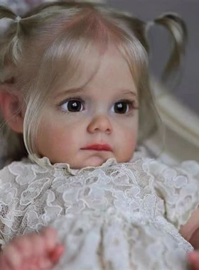 NPK55厘米仿真娃娃植入发3D皮肤可入水白色蕾丝裙可换装过家家