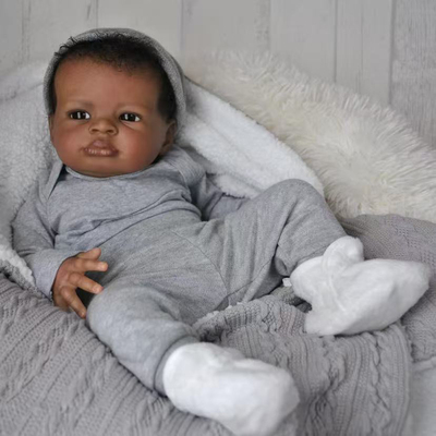 50厘米黑肤色重生娃娃Reborn Black Doll Lanny跨境货源厂家直销