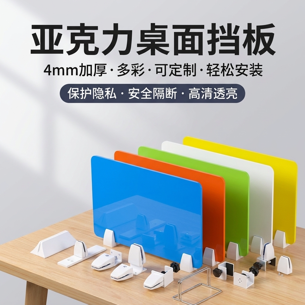 办公桌挡板桌面屏风隔断午休隐私挡板办公室桌面隔板免打孔安装