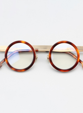 个性圆框！复古手工眼镜框 配眼睛近视男女β钛黑框超轻大脸5156