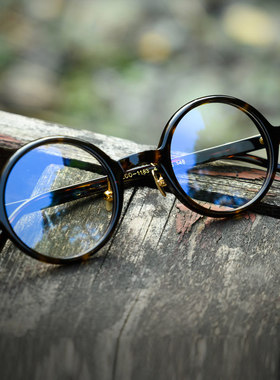 圆框眼镜近视眼镜框男复古板材眼睛架透明文艺黑框配平光镜女1183