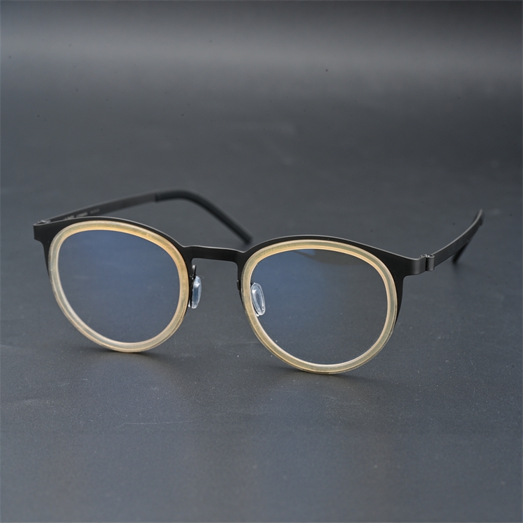 姜文眼镜超轻眼镜框镜架男大脸纯钛眼镜架圆框牛角配近视镜男6653