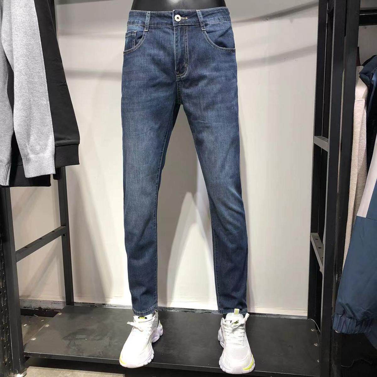 品牌男装撤柜春夏薄款男士高弹力柔软修身小脚中腰休闲牛仔裤长裤