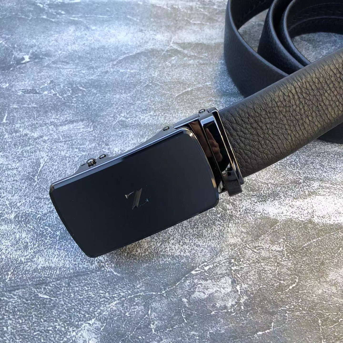 H标！正品大牌~商务休闲男士黑色真皮自动扣皮带头层牛皮腰带裤带