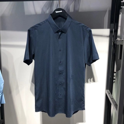 品牌男装夏季略修身商务短袖衬衫