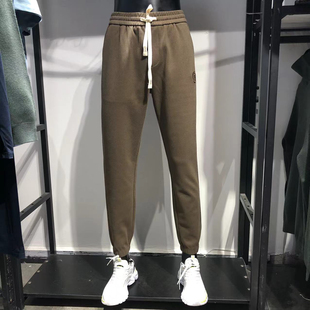 品牌男装(正品大牌)秋冬男士束脚卫裤抽绳休闲运动裤弹力驼色长裤