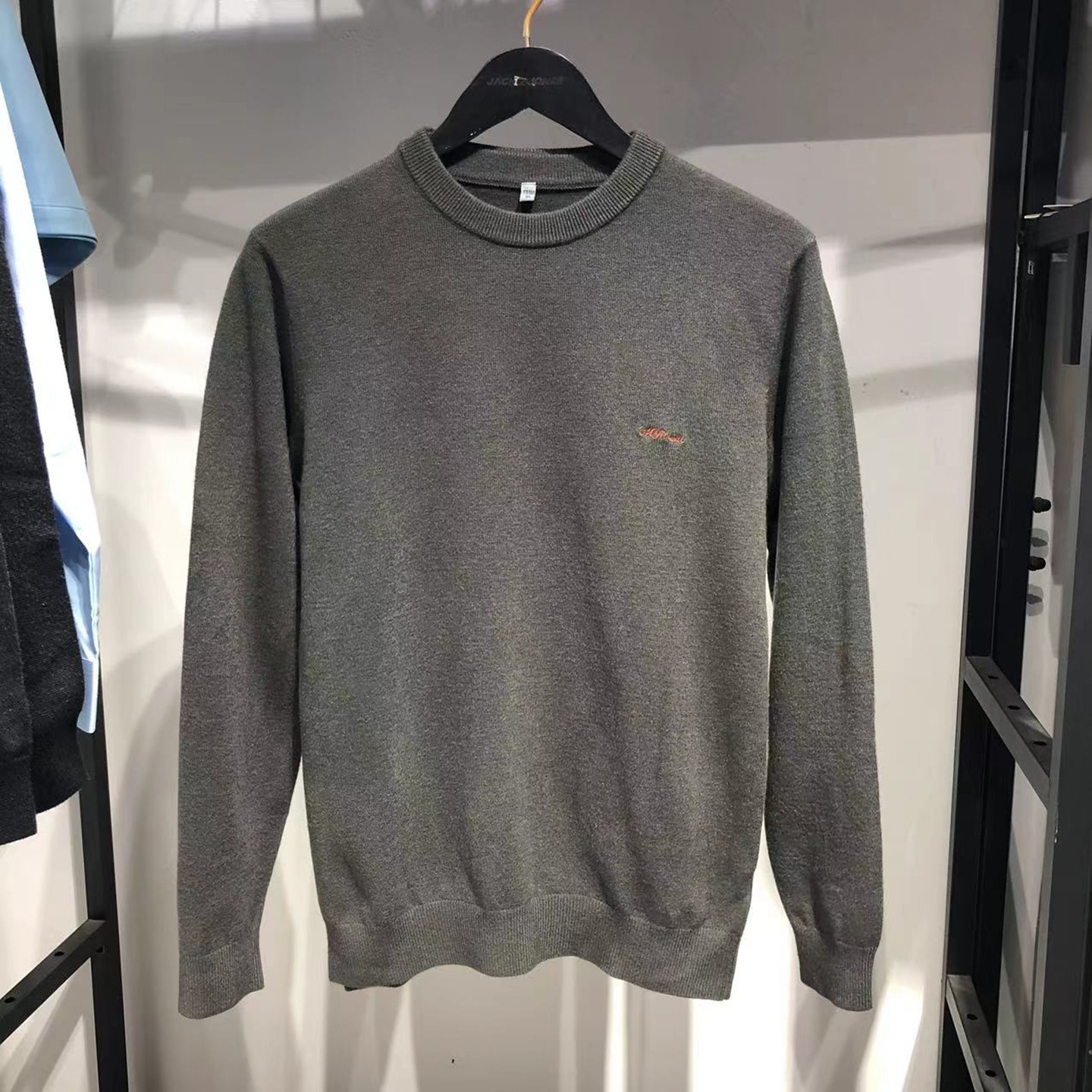 品牌男装(正品大牌) 秋冬厚款男士圆领套头毛衣绵羊毛+羊绒针织衫