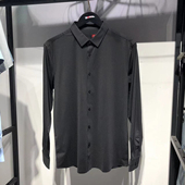 弹力柔软黑色简约商务长袖 男士 衬衫 修身 品牌男装 衬衣打底衫 秋冬款