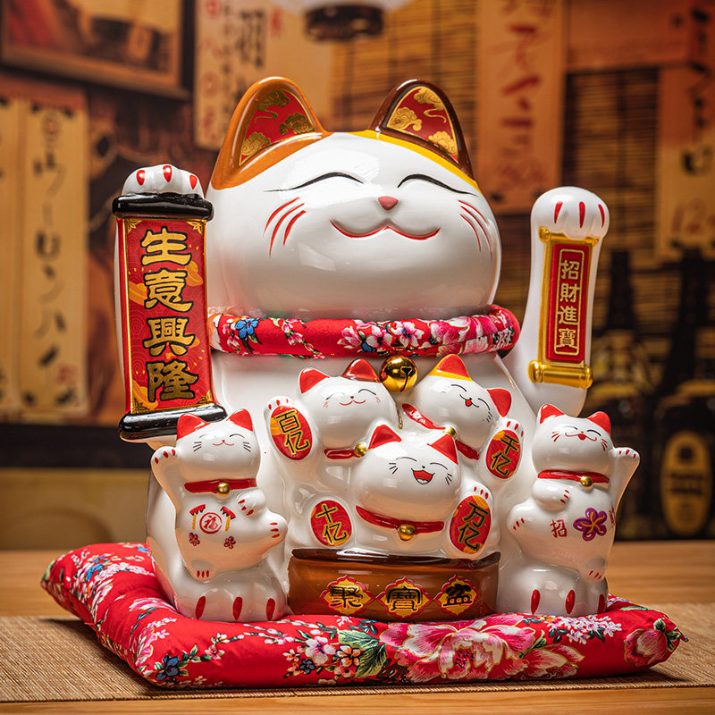 招财猫自动摇手摆件开业大号
