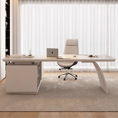 意式极简岩板转角书桌办公室老板办公桌家用书房电脑桌医美咨询桌