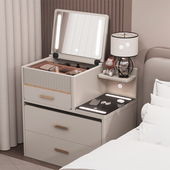 实木梳妆台床头柜一体奶油风小型翻盖组合艺品现代简约化妆桌